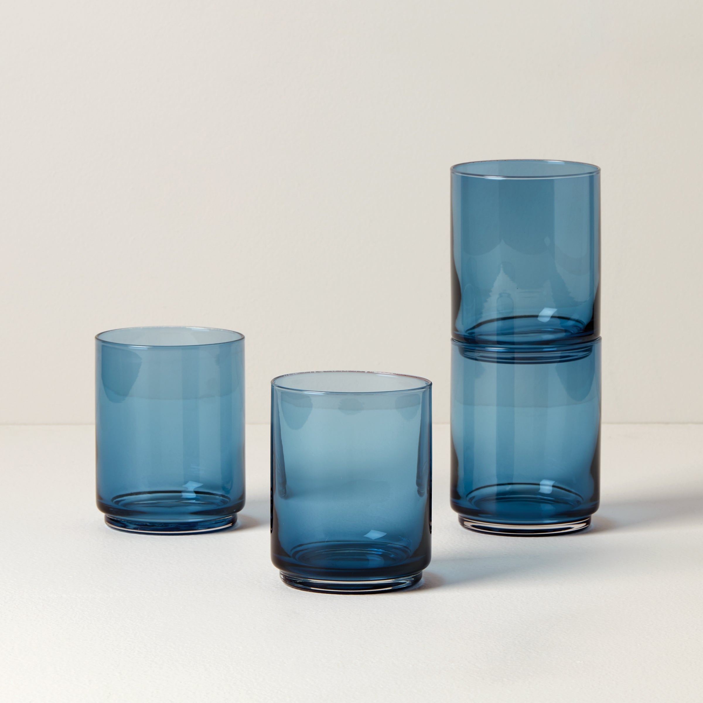 Tuscany Classics Stackable Blue Tall Glasses. Set of 4