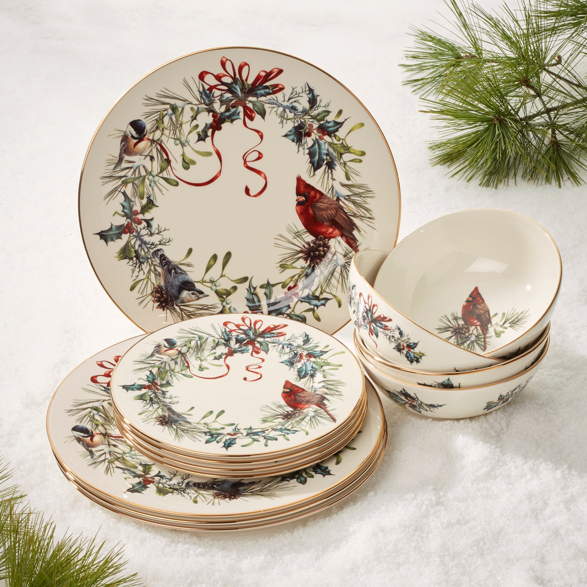 Winter Greetings 12-Piece Dinnerware Set - Image 9