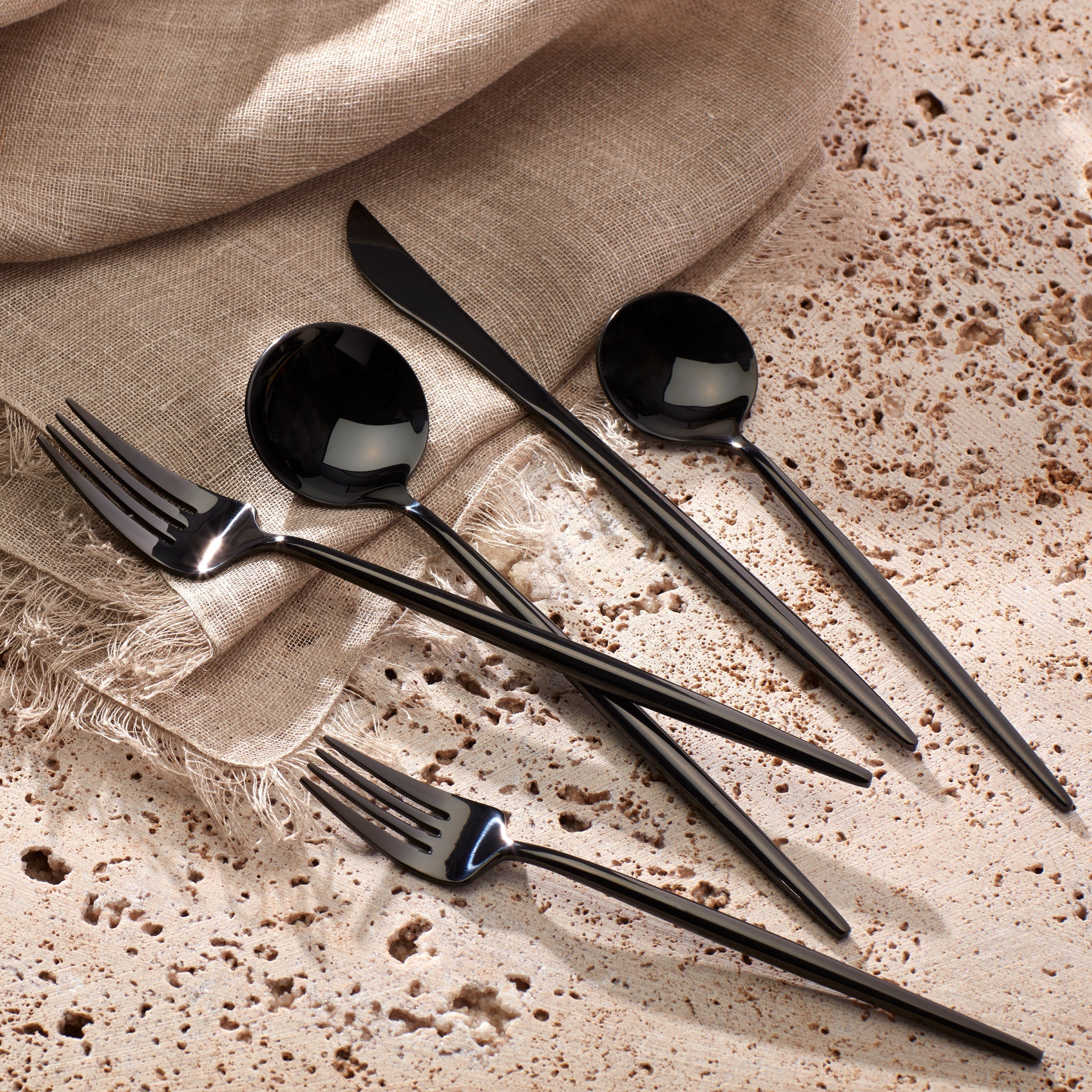 Zephyr Black Mirror 45-Piece Flatware Set - Image 2