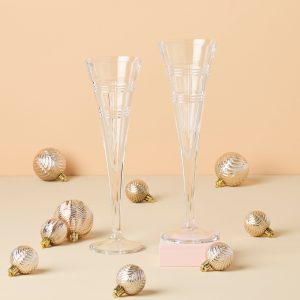 Alternative view of Hudson Crystal Toasting Flutes. Set of 2
