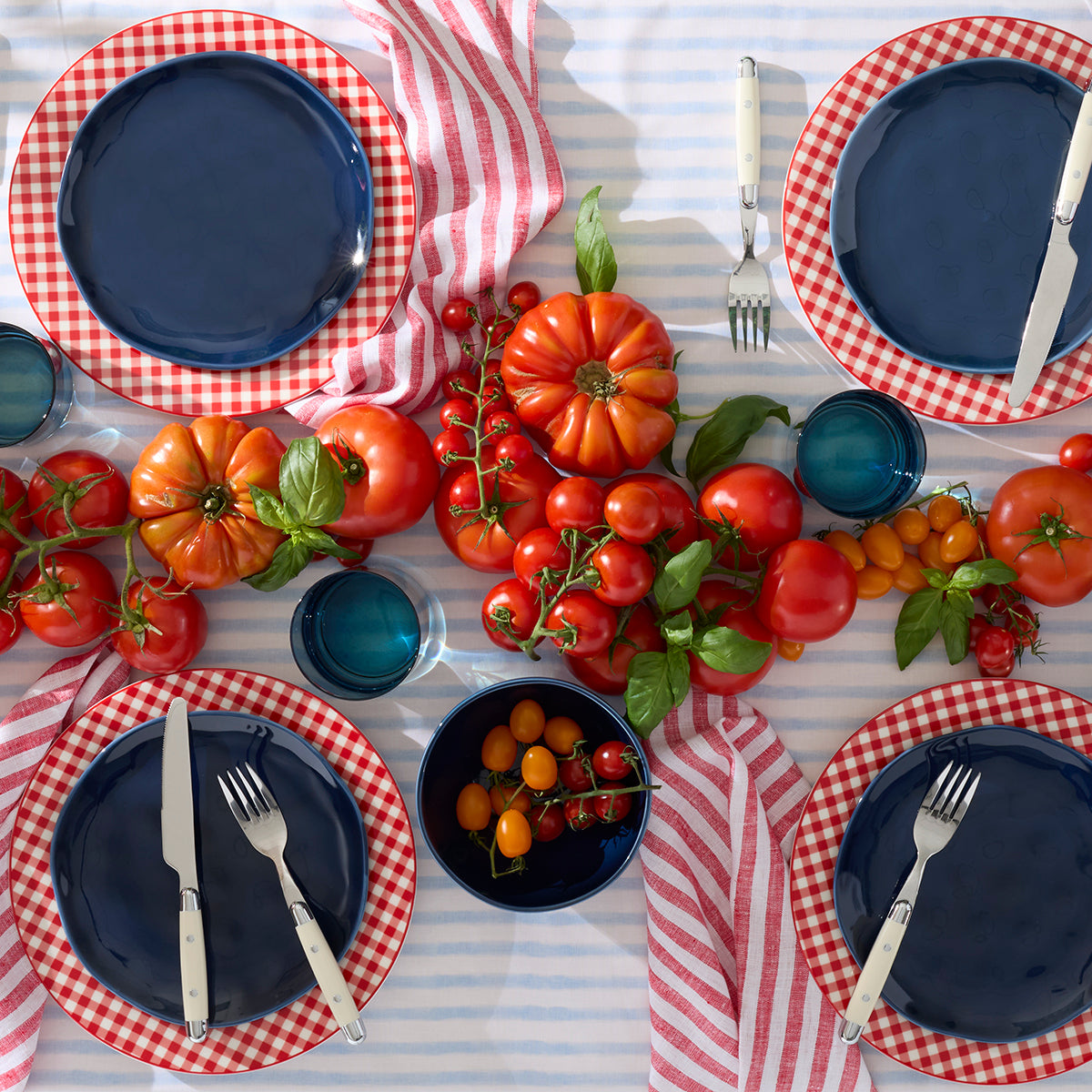 Gingham Red Dinner Plates. Set of 4 - Image 6