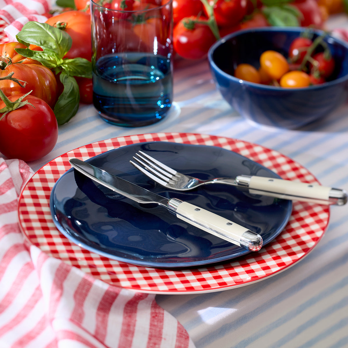 Gingham Red Dinner Plates. Set of 4 - Image 5