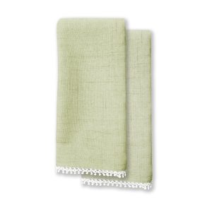 Alternative view of French Perle Pistachio Napkin. Set of 2