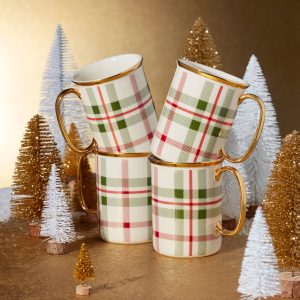 Alternative view of Holiday Plaid Mugs. Set of 4