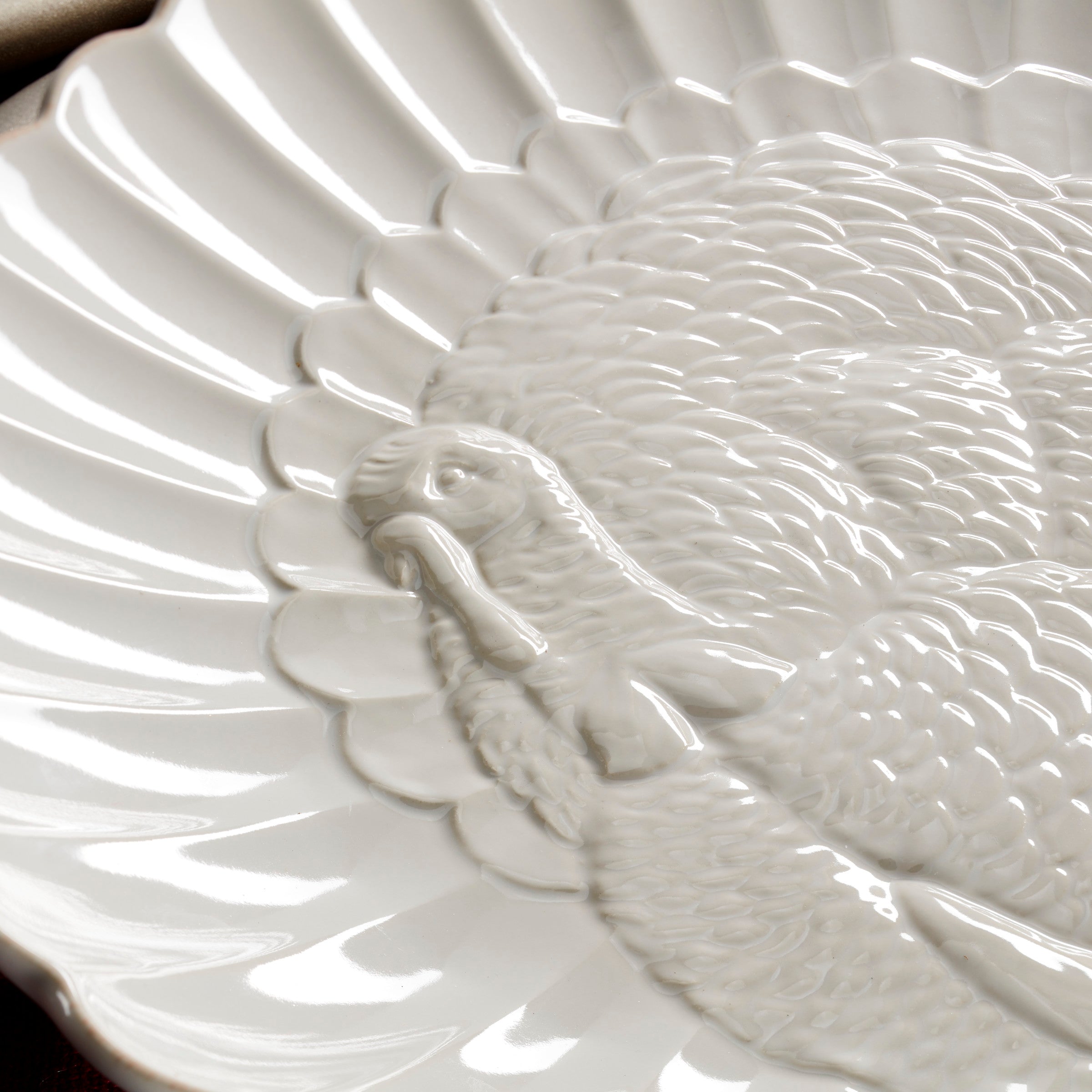 French Perle White Carved Turkey Platter - Image 5
