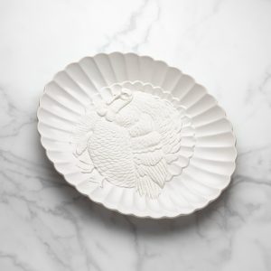 French Perle White Carved Turkey Platter