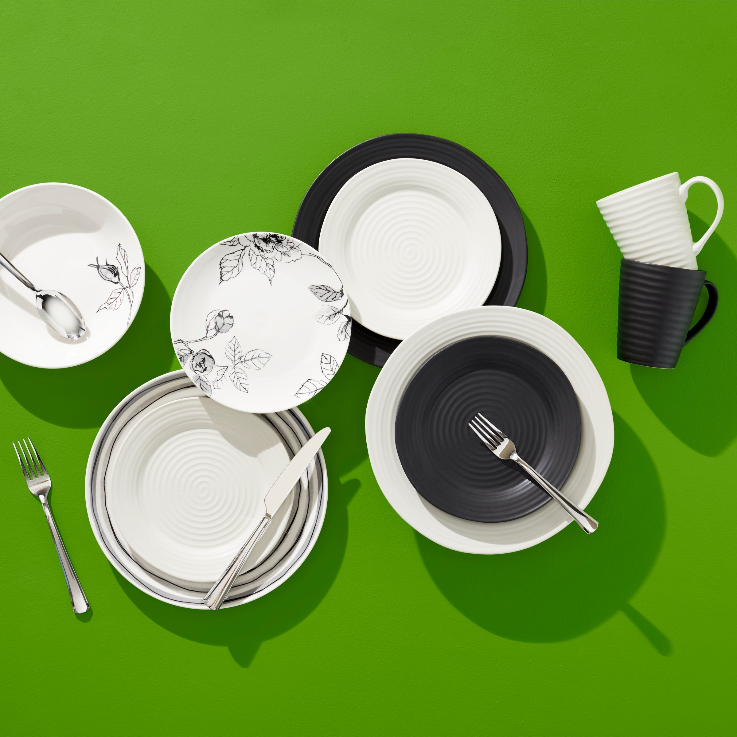 Ridge Black 12-Piece Dinnerware Set - Image 6