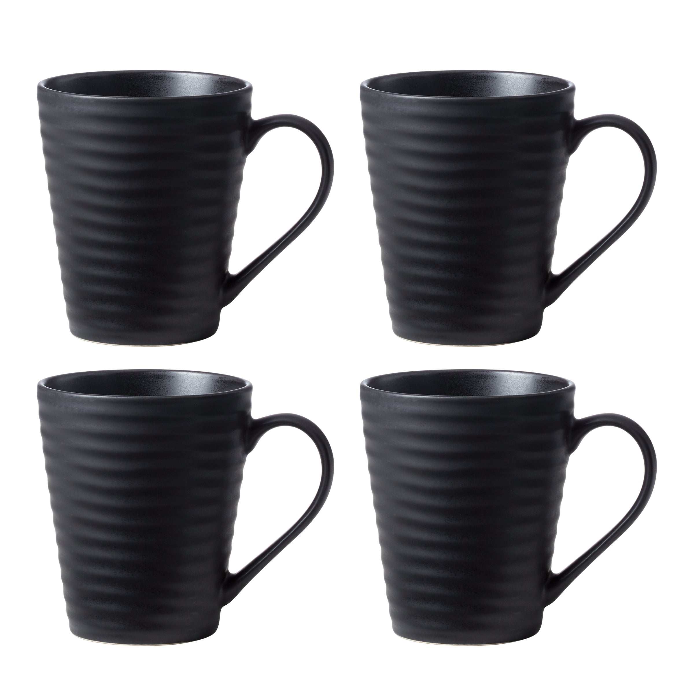Ridge Black Mugs. Set of 4