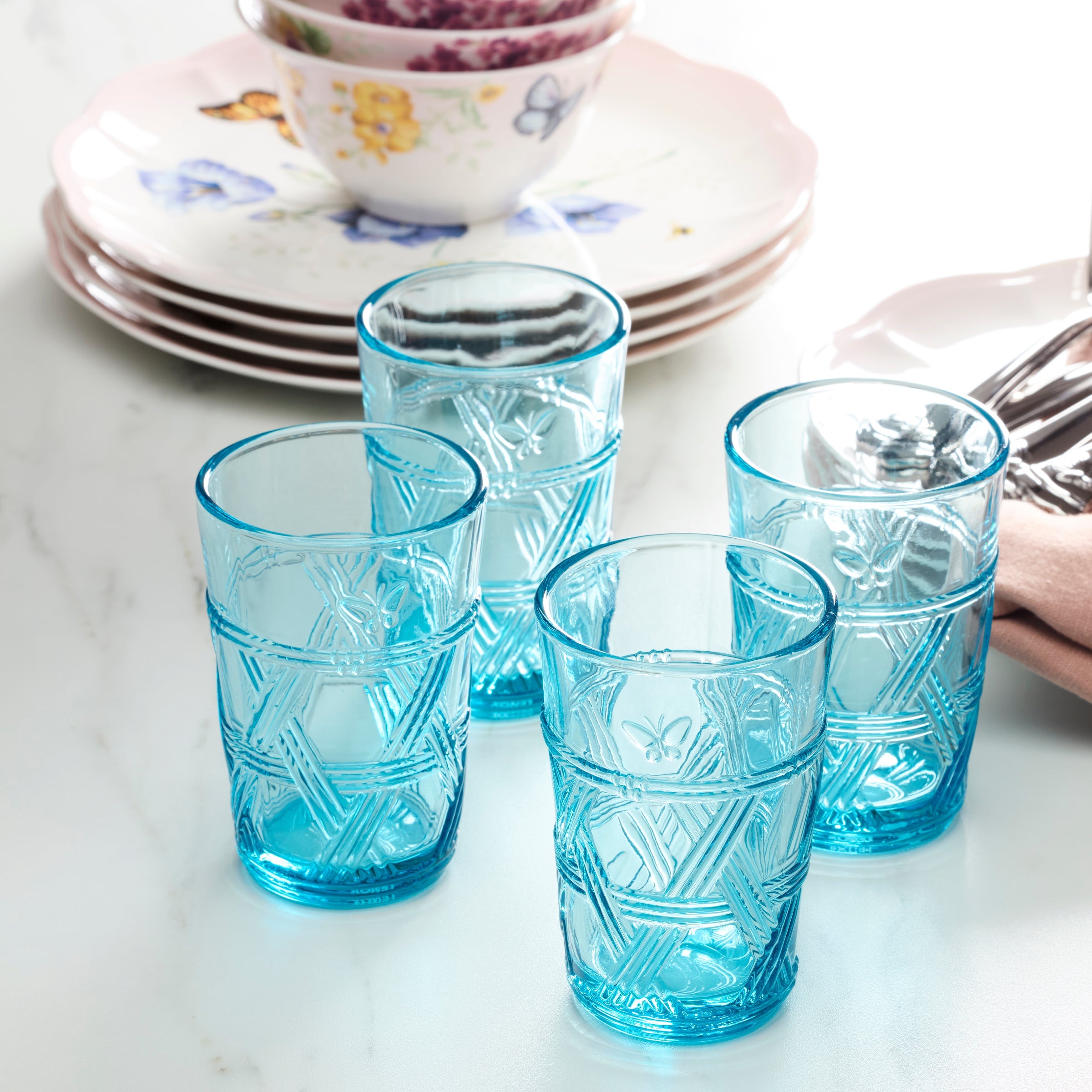 Butterfly Meadow Blue Tall Glasses. Set of 4 - Image 5