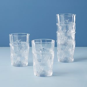 Butterfly Meadow Clear Tall Glasses. Set of 4