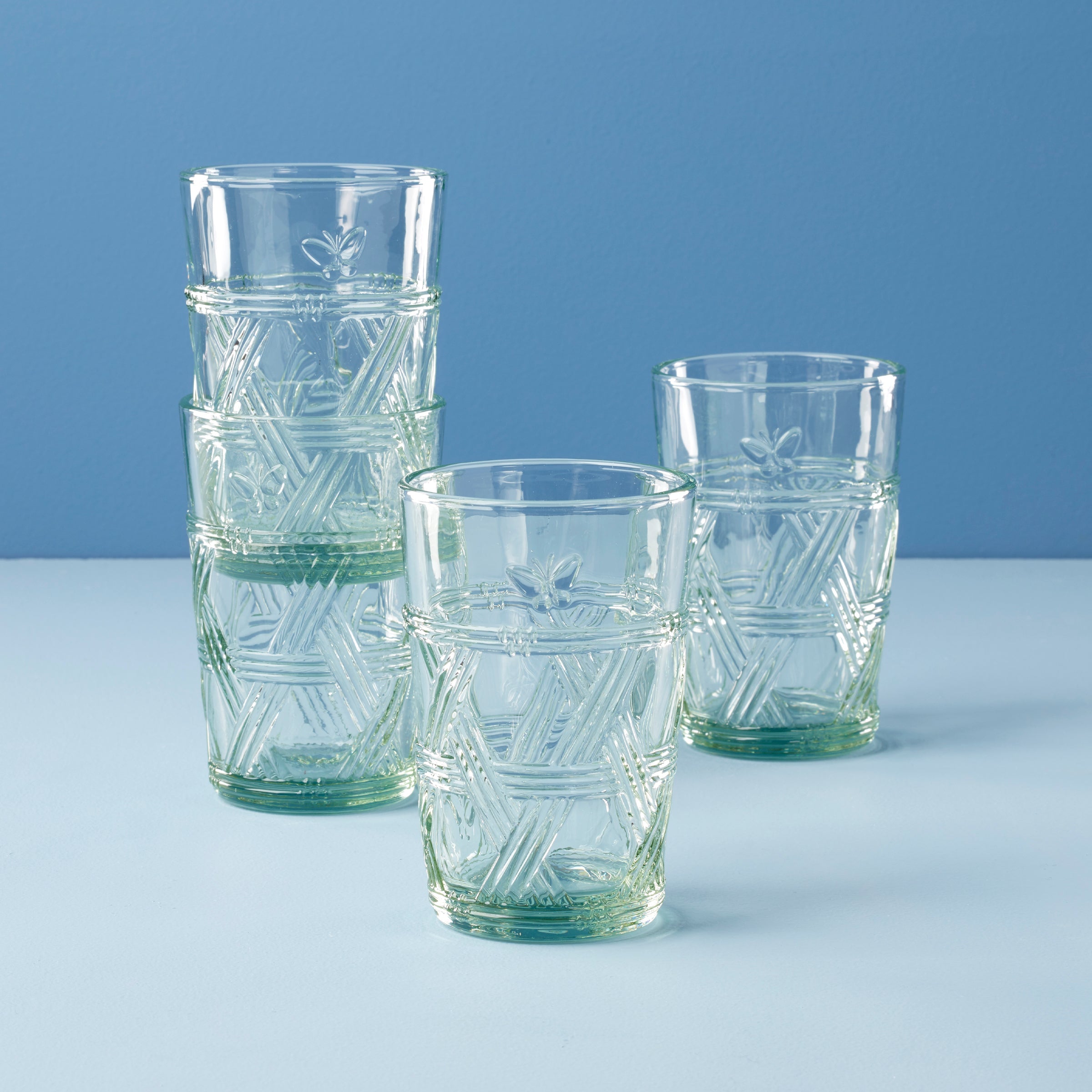 Butterfly Meadow Green Tall Glasses. Set of 4