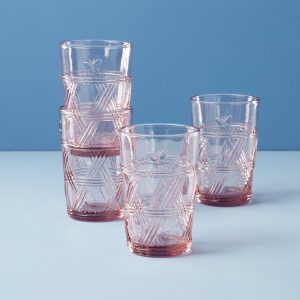 Butterfly Meadow Pink Tall Glasses. Set of 4