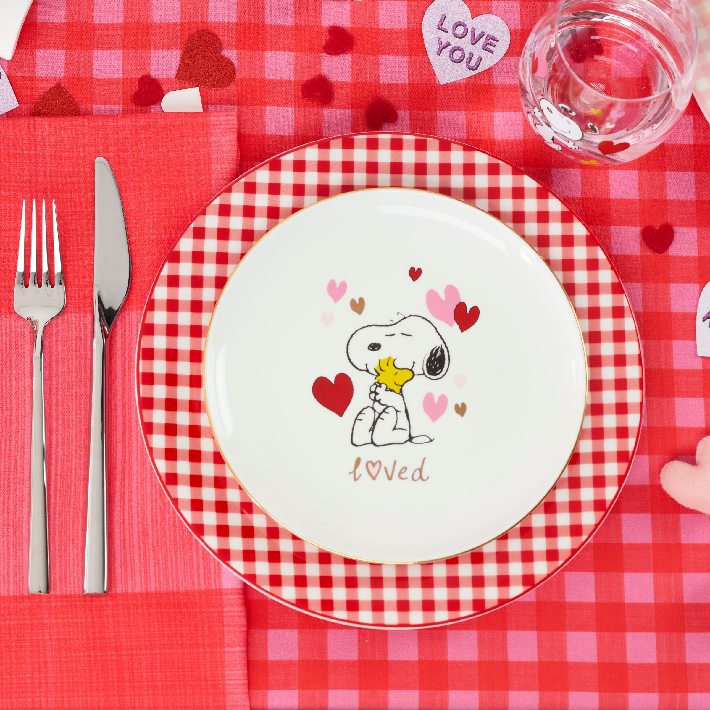 Gingham Red Dinner Plates. Set of 4 - Image 4