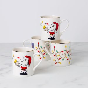 Alternative view of Snoopy Christmas Mugs. Set of 4