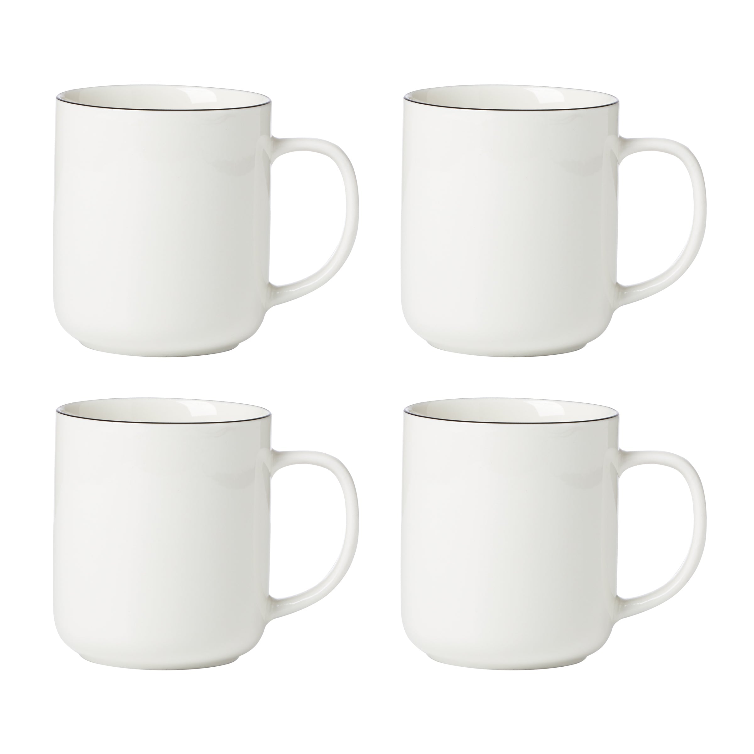 24 Seven Black Rim Mugs. Set of 4