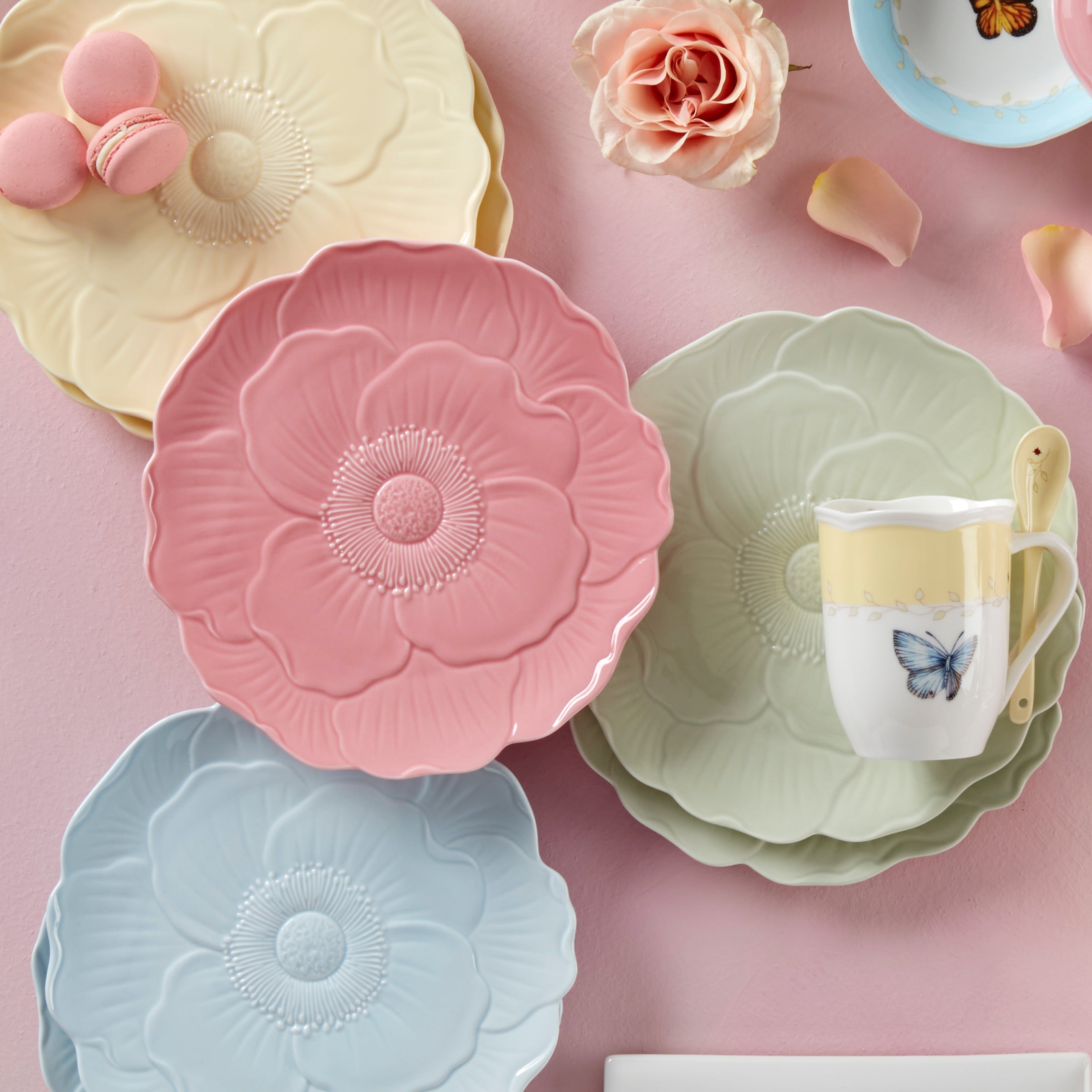 Butterfly Meadow Floral Blue Accent Plates. Set of 4 - Image 10