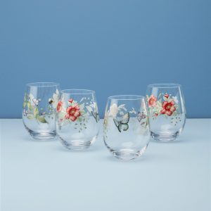 Butterfly Meadow Stemless Wine Glasses. Set of 4