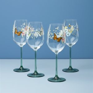 Butterfly Meadow Wine Glasses. Set of 4