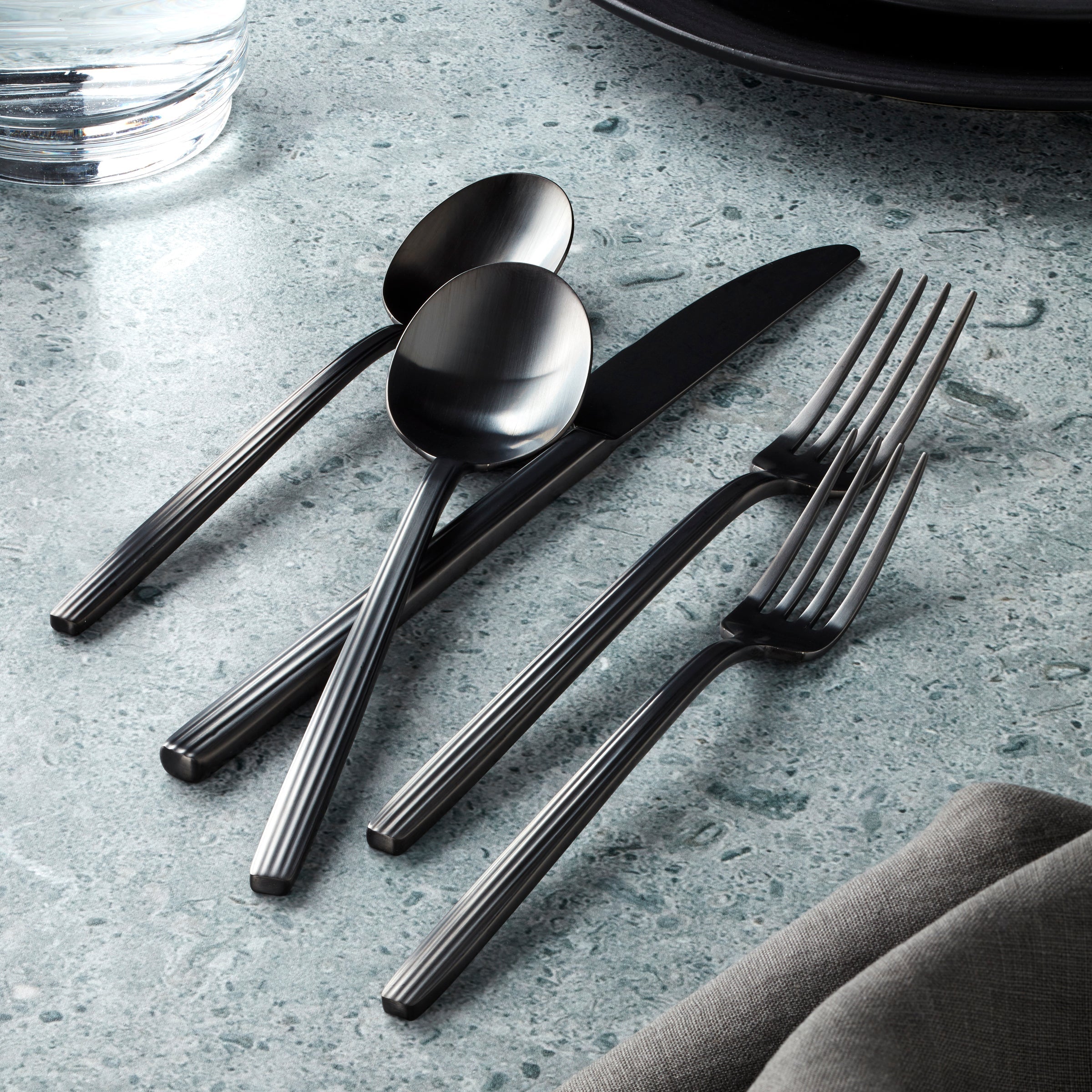 Dean Black Satin 20-Piece Flatware Set - Image 4