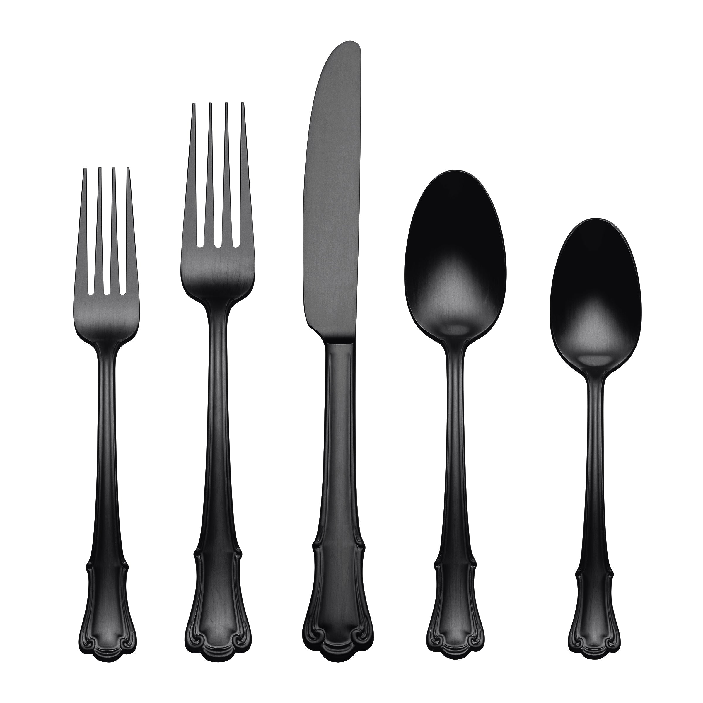 James Street Black Satin 20-Piece Flatware Set