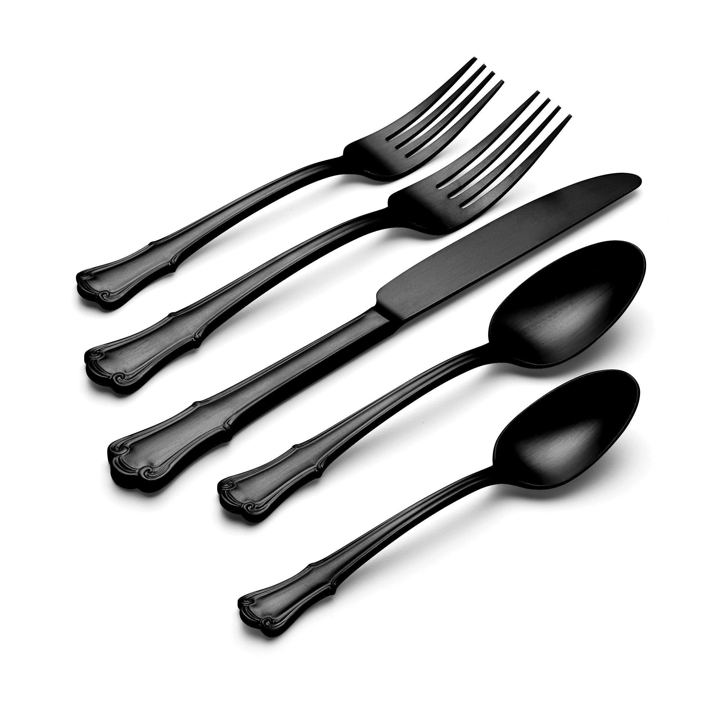 James Street Black Satin 20-Piece Flatware Set - Image 2