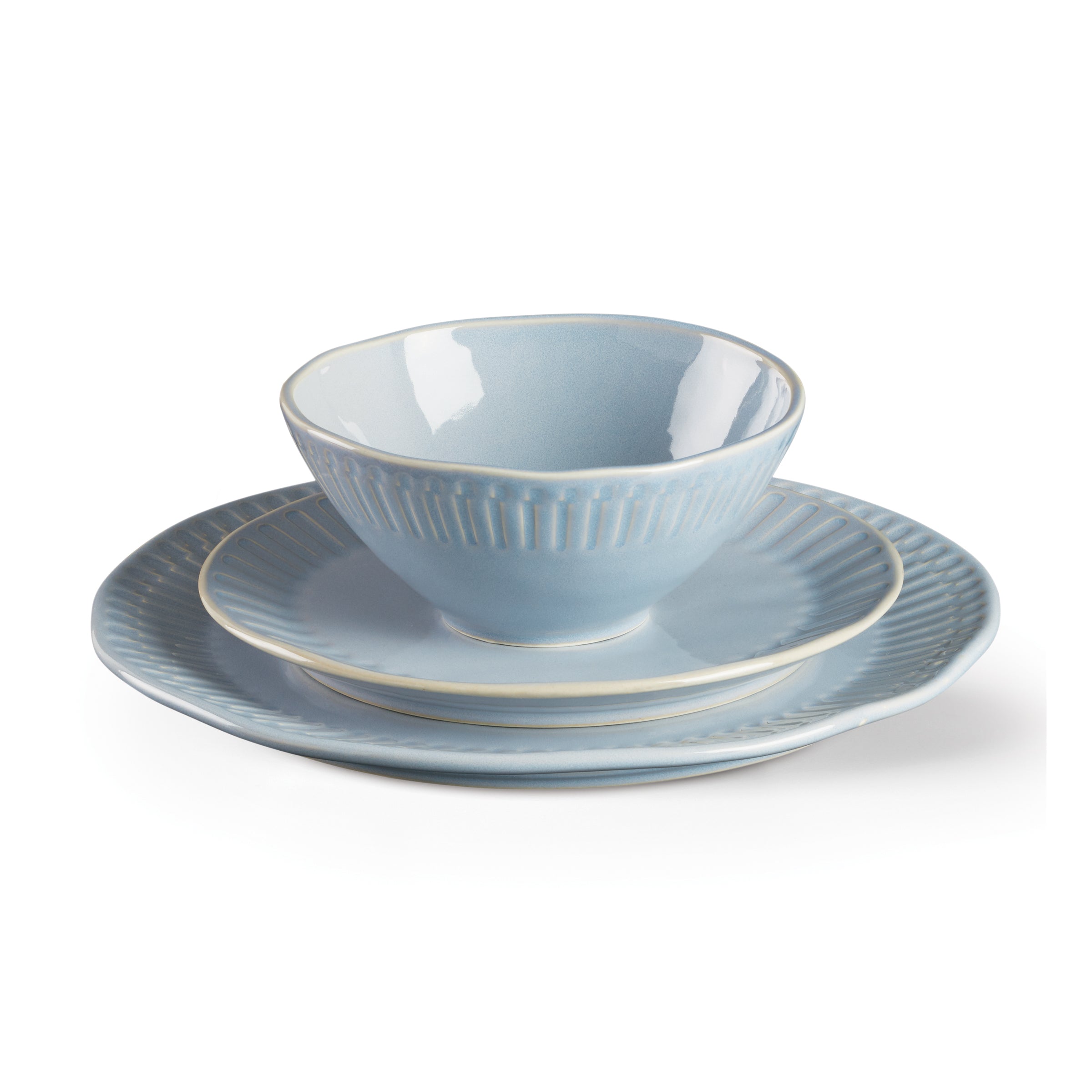 Artisanal Stripe Blue 12-Piece Dinnerware Set - Image 5