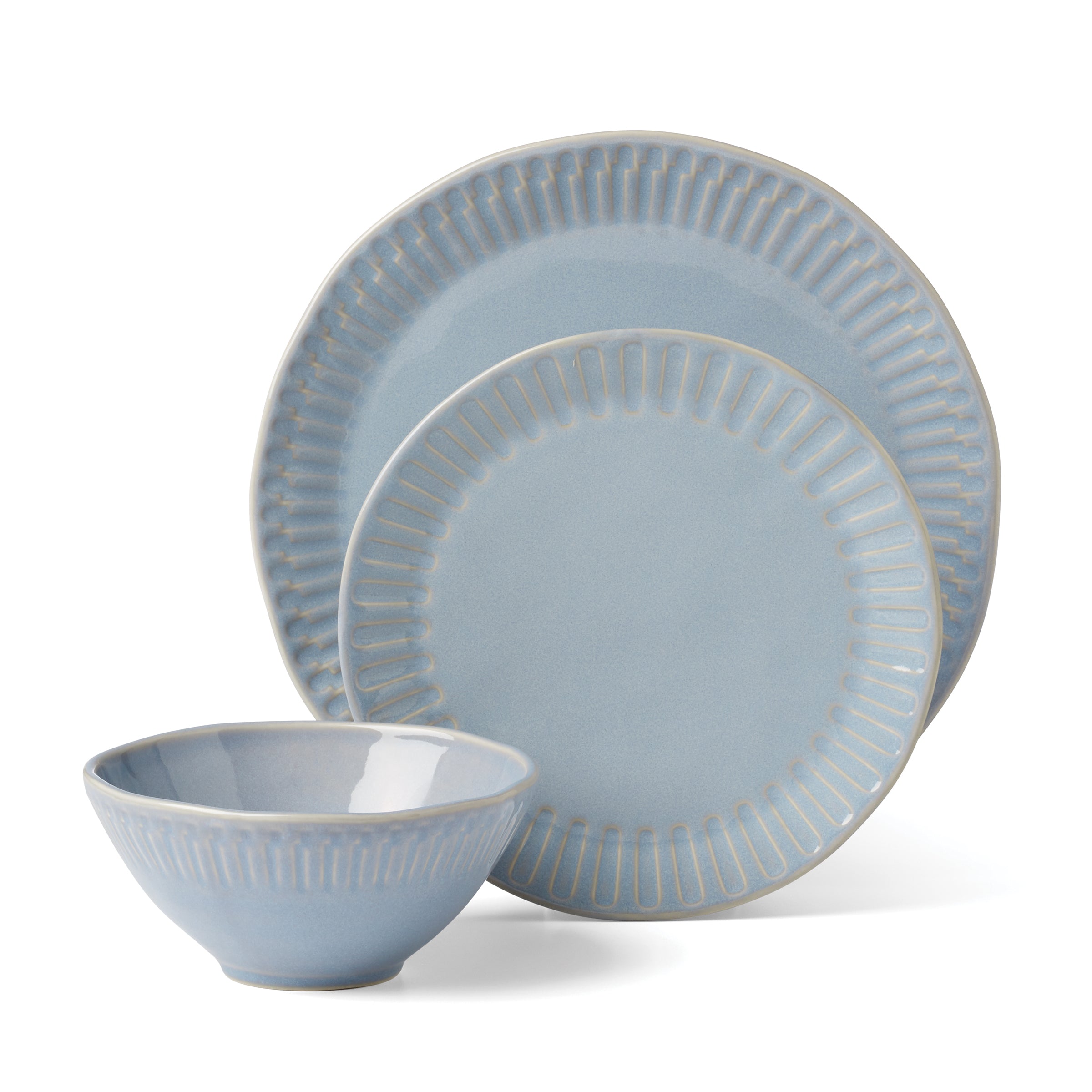 Artisanal Stripe Blue 12-Piece Dinnerware Set - Image 4