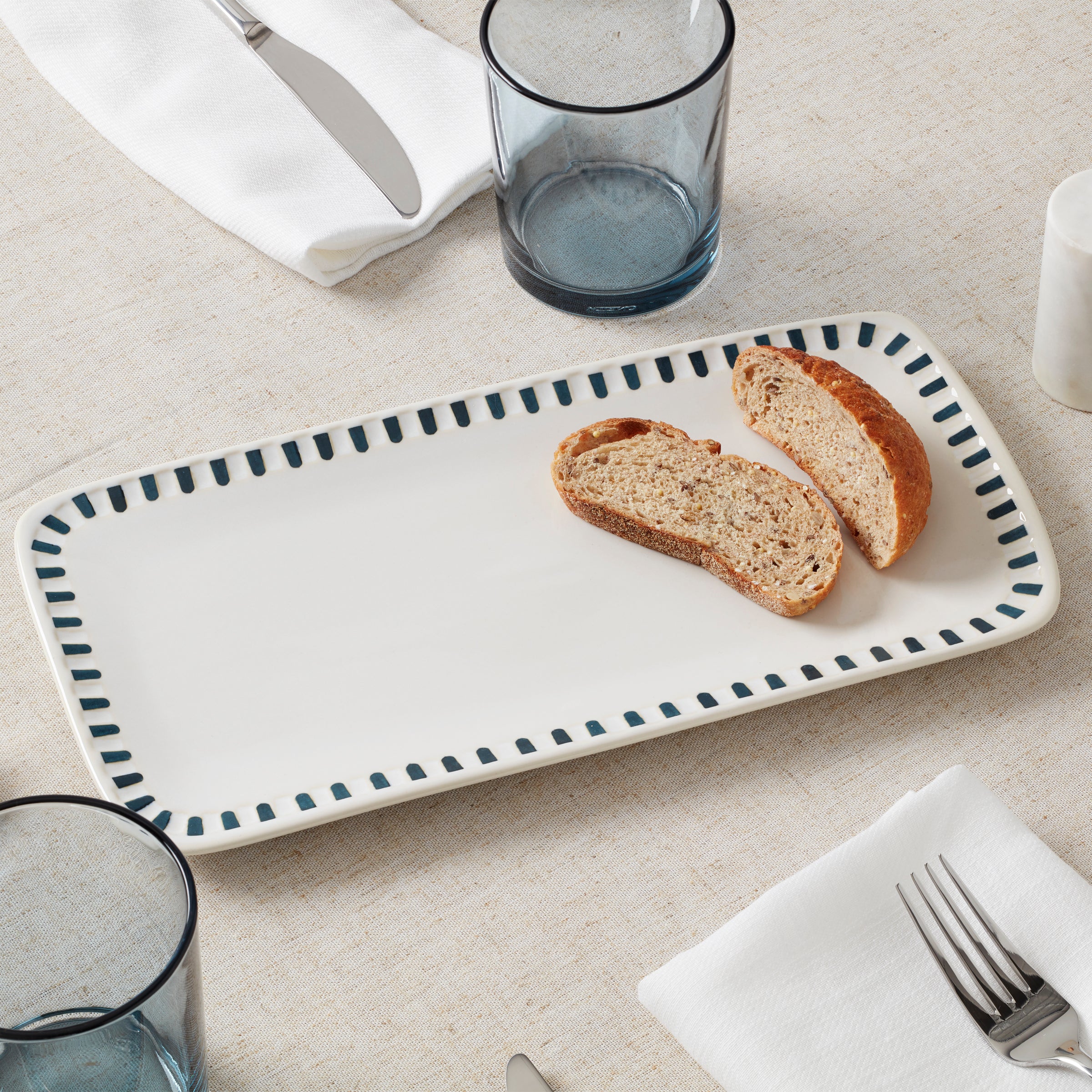 Artisanal Stripe Hors d'Oeuvres Tray - Image 2