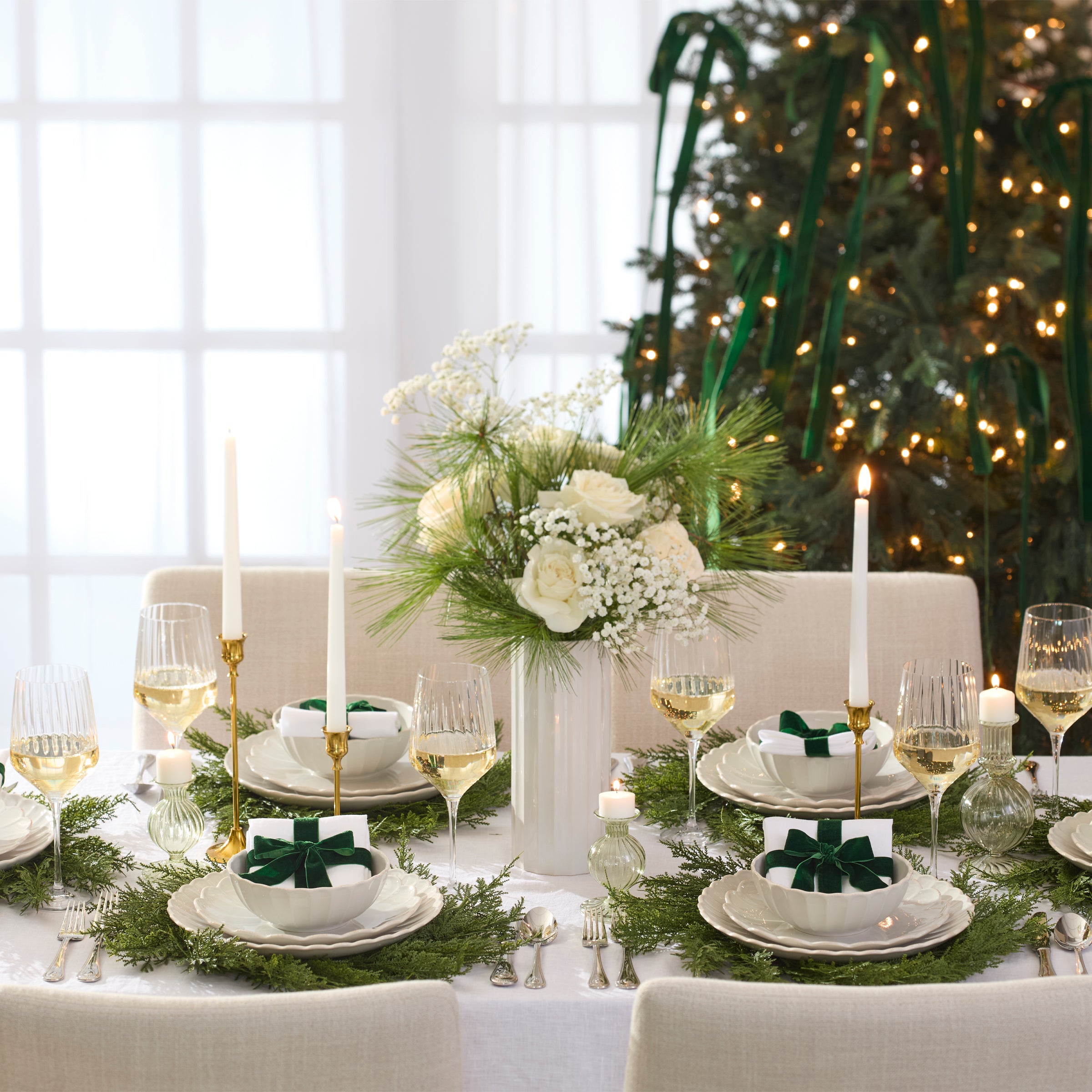 French Perle Scallop White 12-Piece Dinnerware Set - Image 2