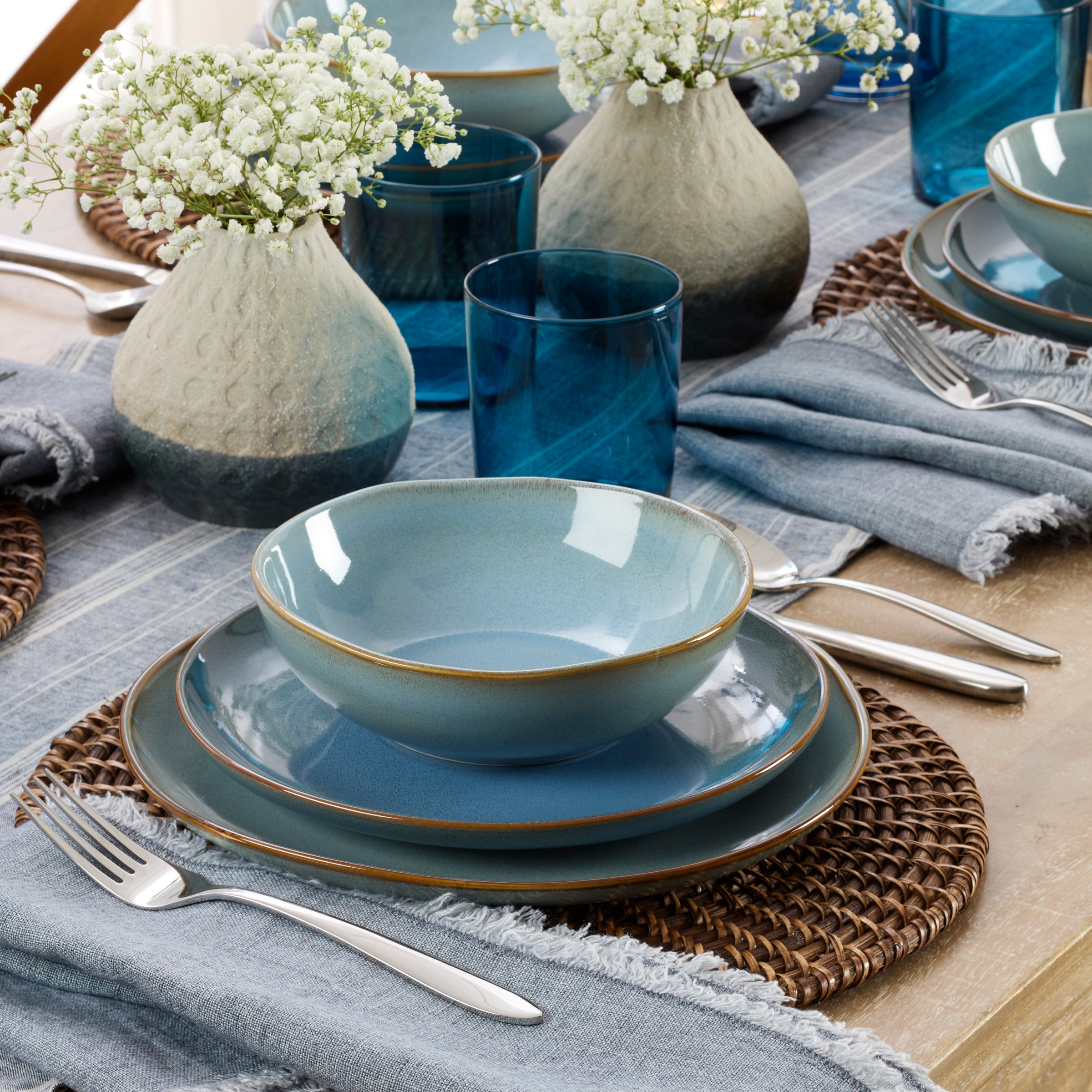 Organic Shades Blue 18-Piece Dinnerware Set - Image 3