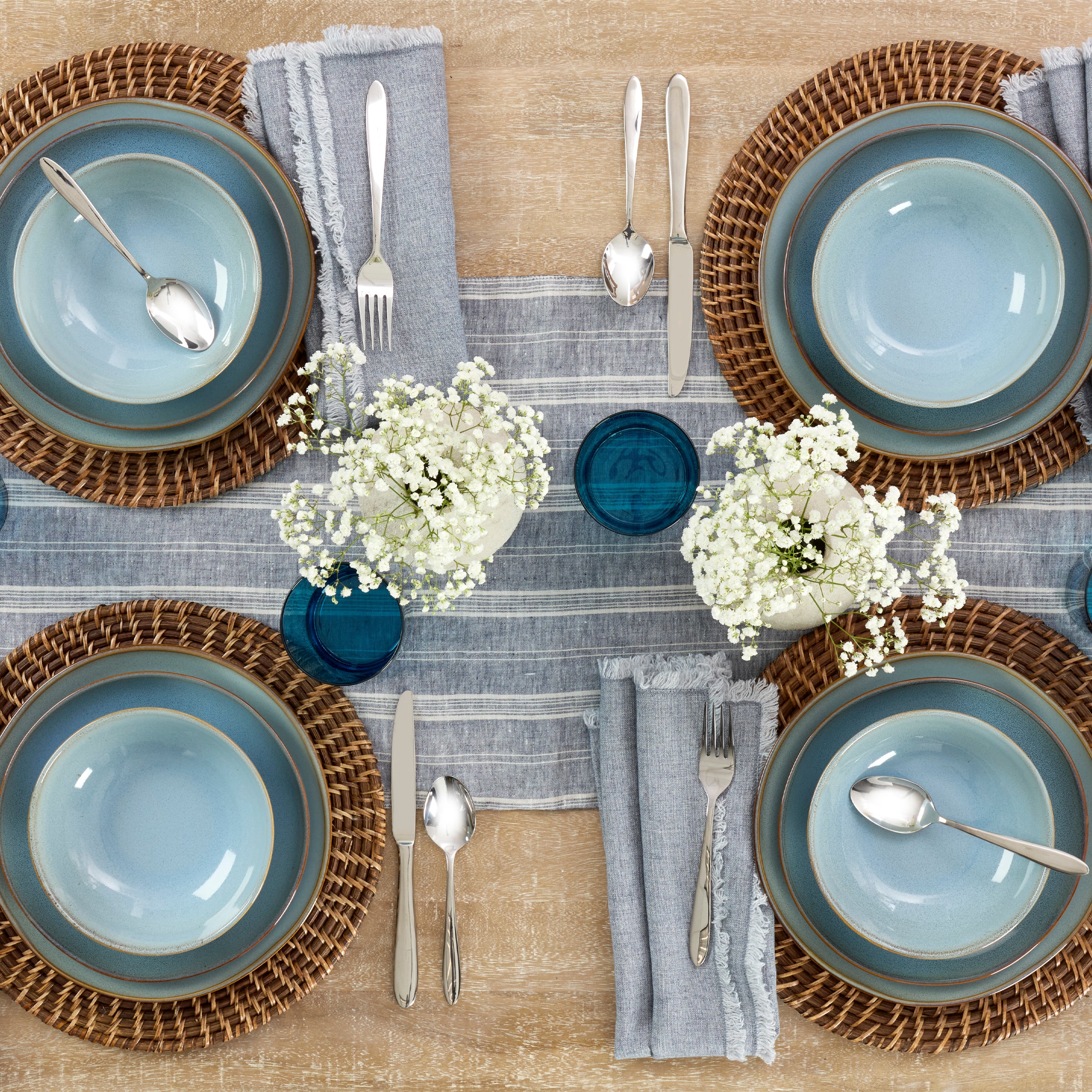 Organic Shades Blue 18-Piece Dinnerware Set - Image 4