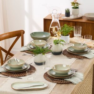 Alternative view of Organic Shades Sage Green 12-Piece Dinnerware Set