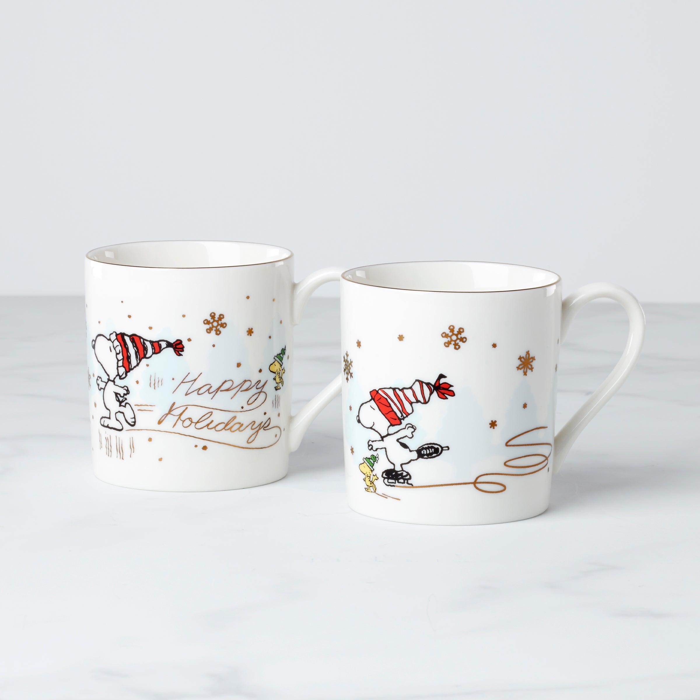 Snoopy Skating Mugs. Set Of 2