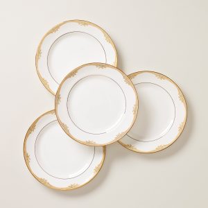 British Colonial Bamboo Dinner Plates. Set of 4