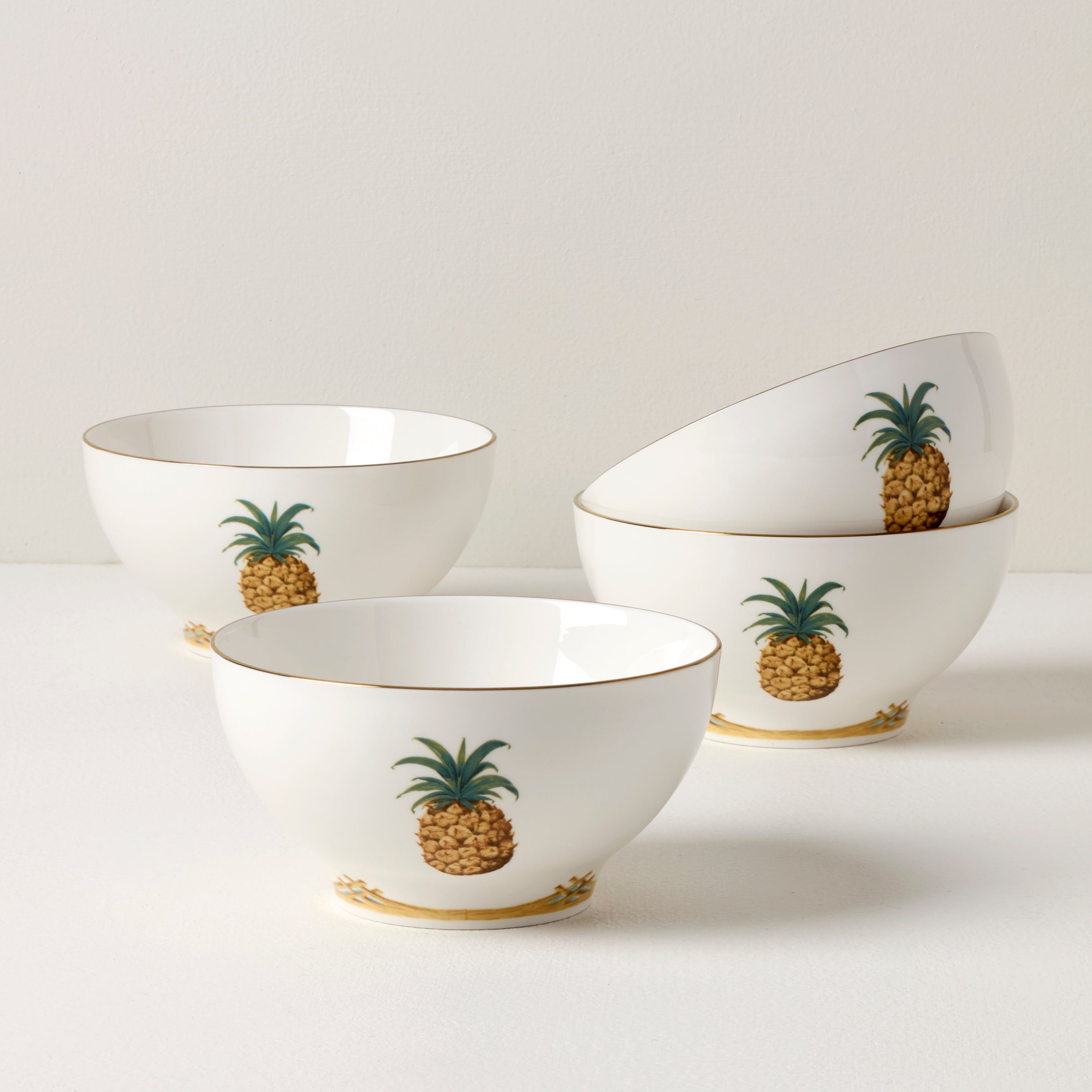 British Colonial Bamboo Rice Bowls. Set of 4