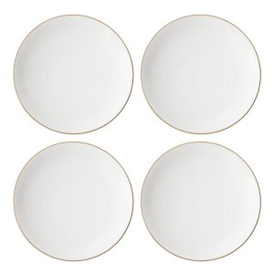 Trianna White Coupe Dinner Plates. Set of 4