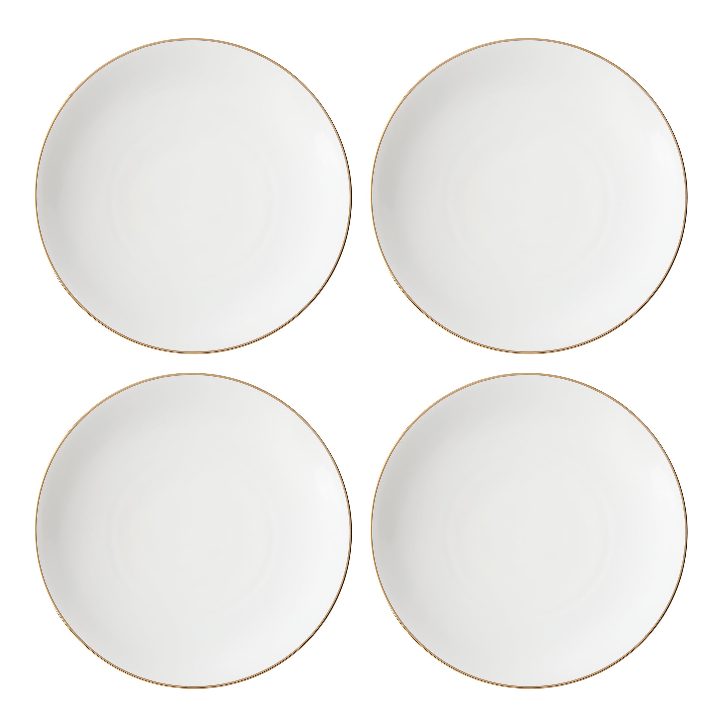 Trianna White Coupe Dinner Plates. Set of 4