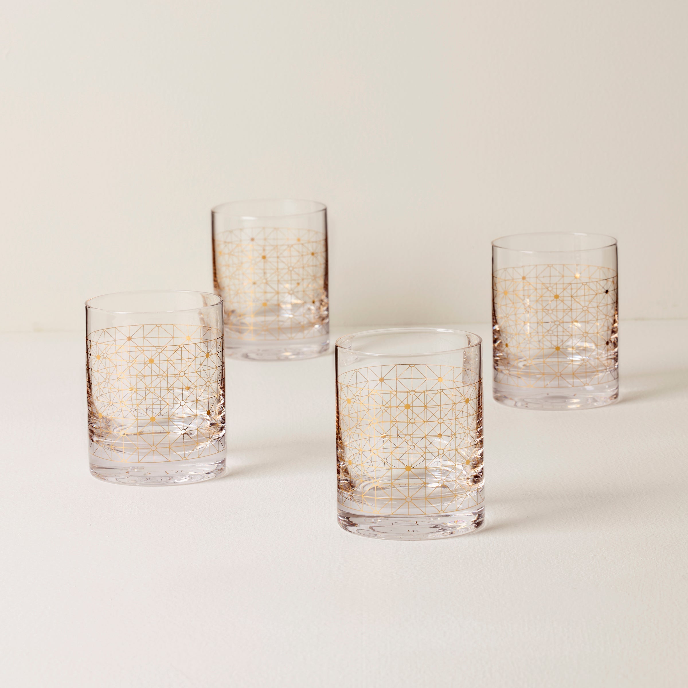 Tuscany Classics Gold Dust Double Old-Fashioned Glasses. Set of 4