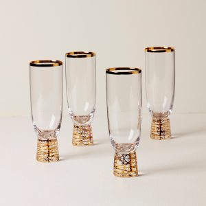 Tuscany Classics Gold Frost Flute Glasses. Set of 4