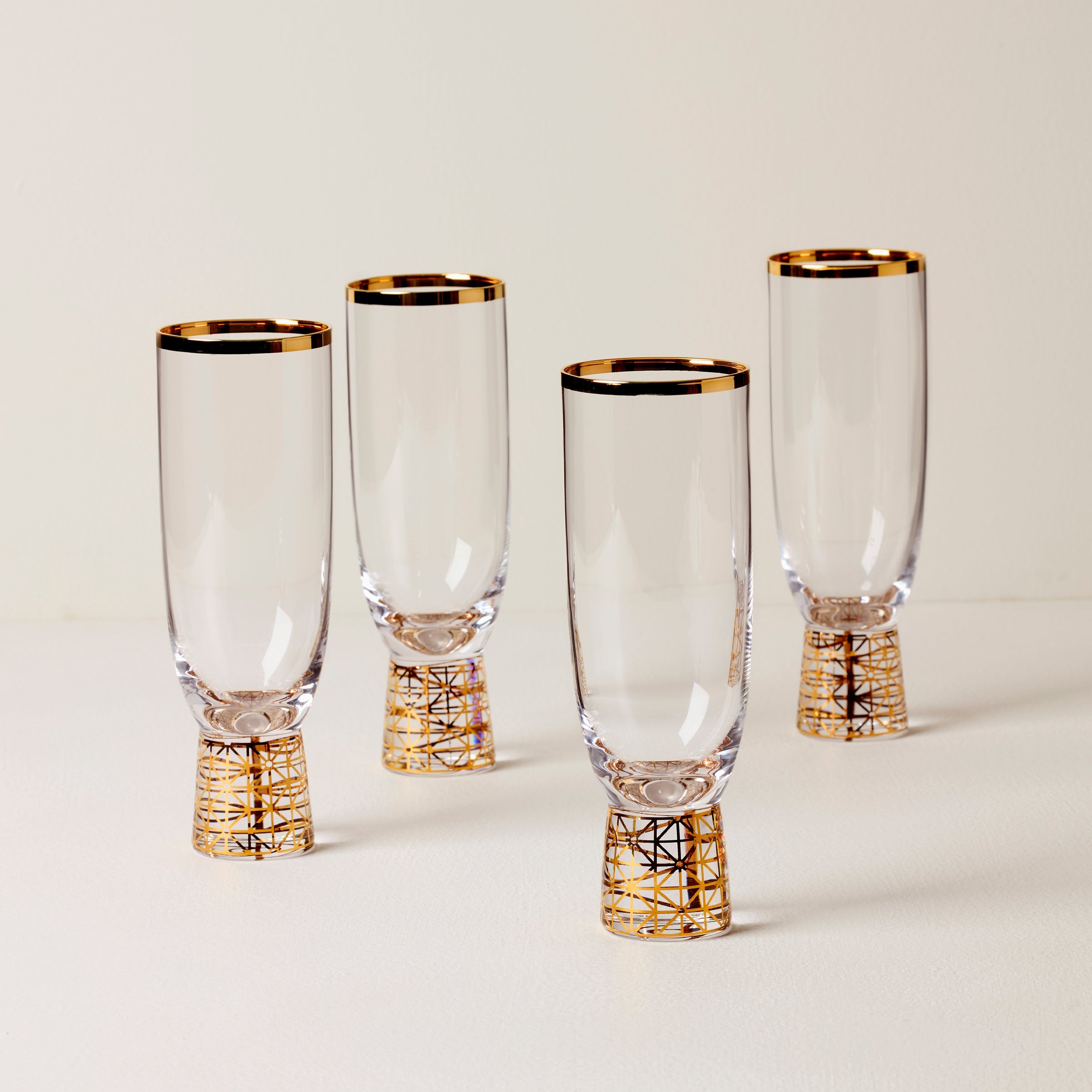 Tuscany Classics Gold Frost Flute Glasses. Set of 4