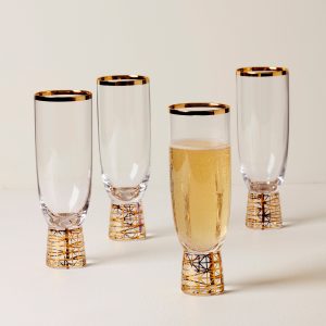 Alternative view of Tuscany Classics Gold Frost Flute Glasses. Set of 4