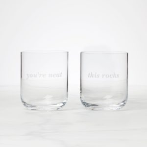 This Rocks & You're Neat Double Old-Fashioned Glasses. Set of 2