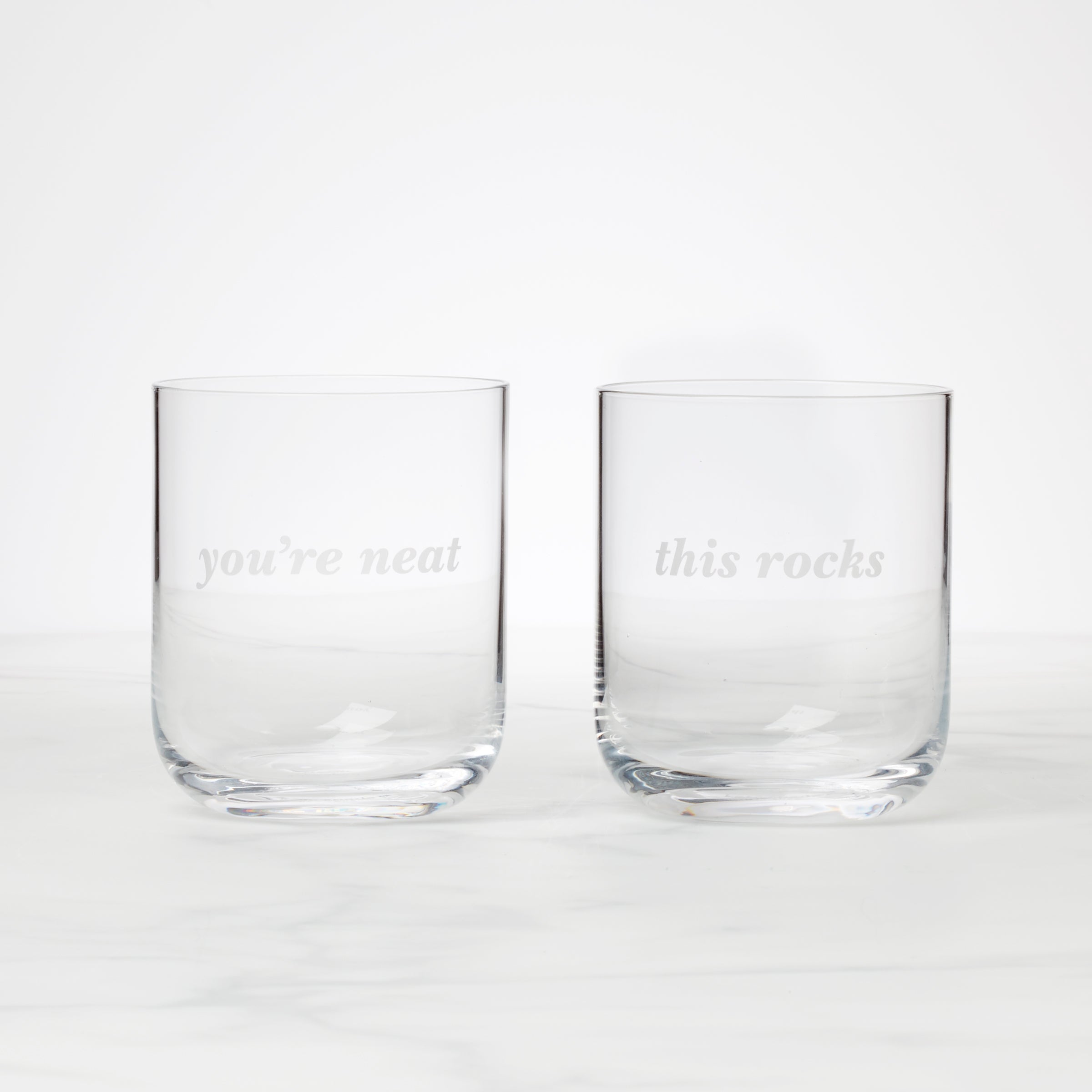 This Rocks & You're Neat Double Old-Fashioned Glasses. Set of 2