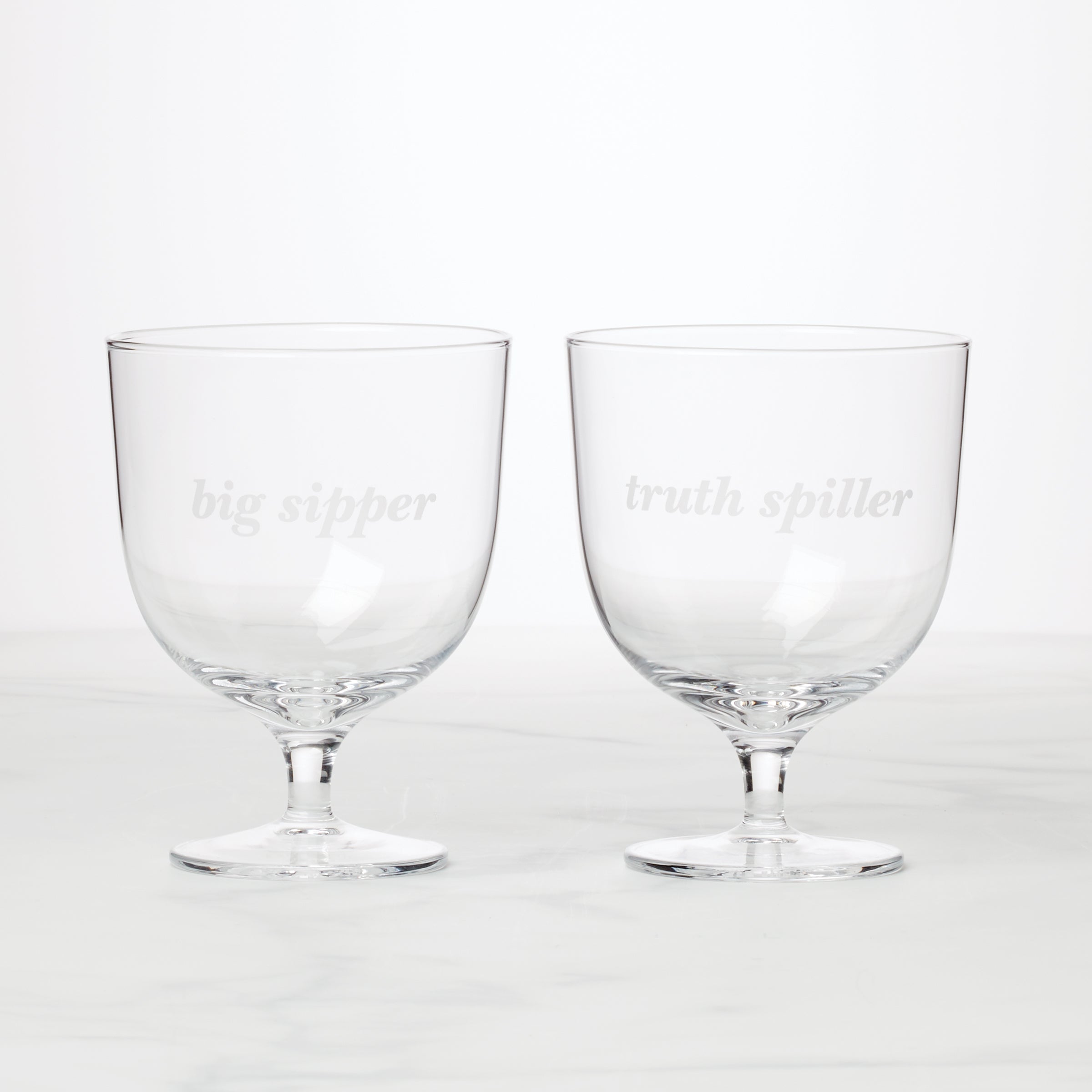 Truth Spiller & Big Sipper Short Glasses. Set of 2