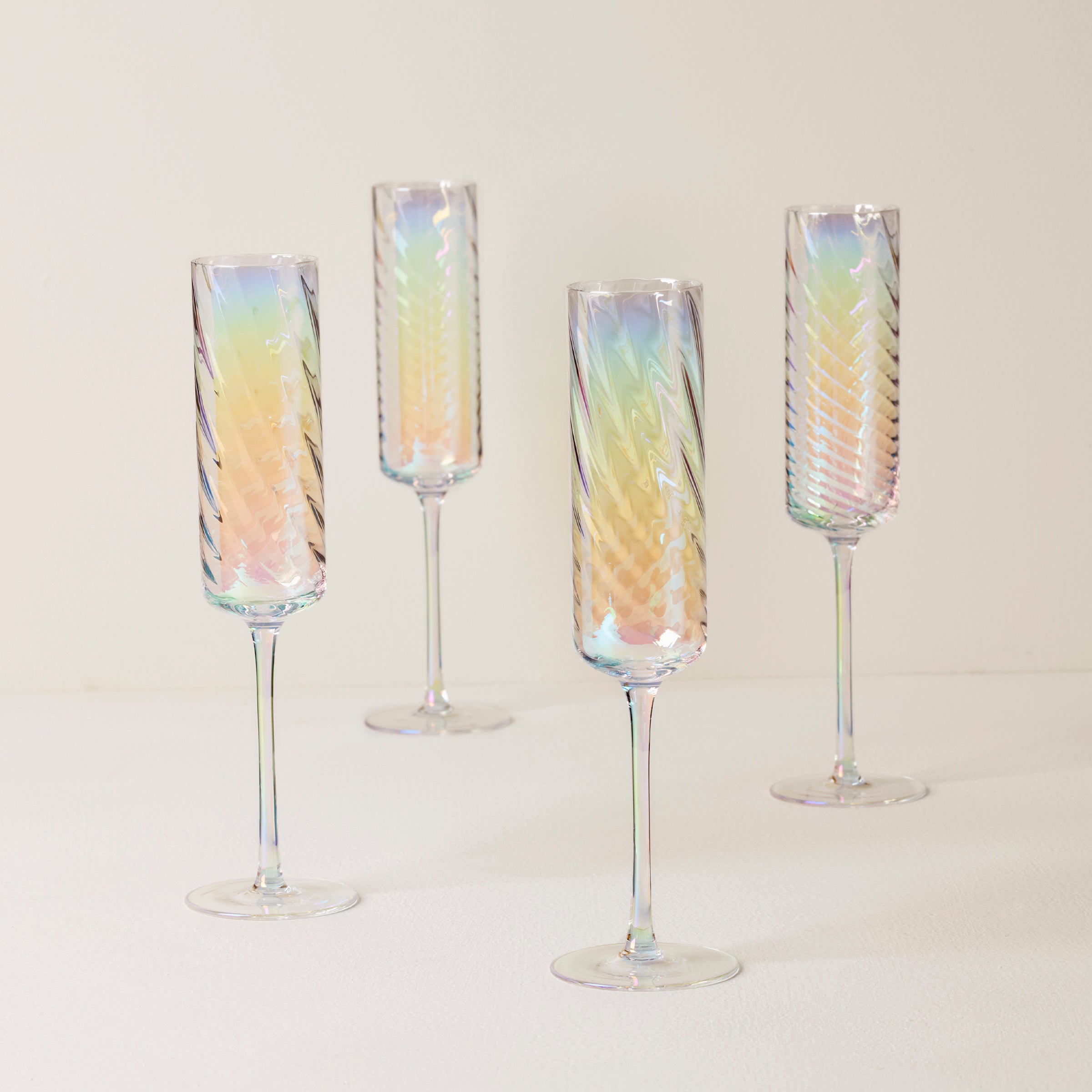 Tuscany Classics Iridescent Flute Glasses. Set of 4