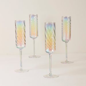 Tuscany Classics Iridescent Flute Glasses. Set of 4