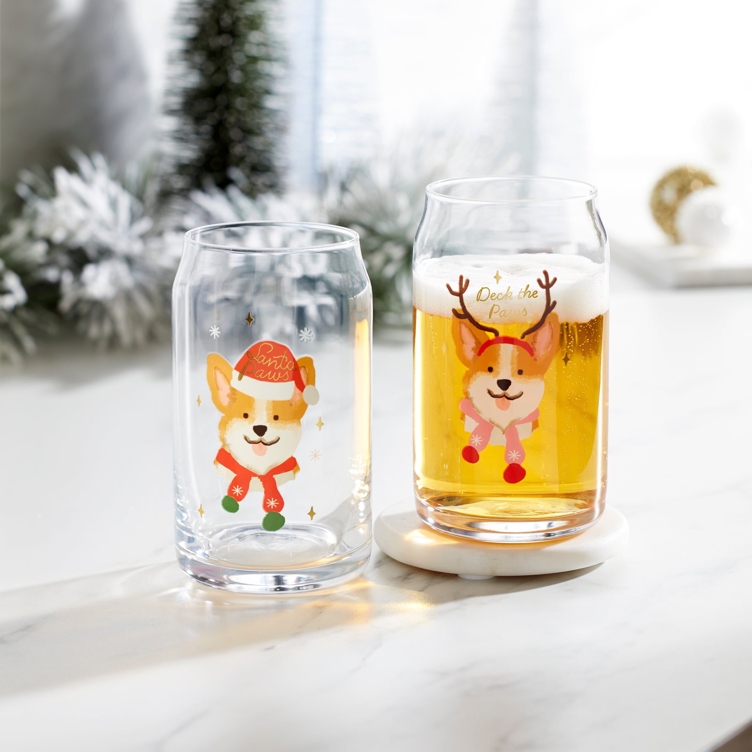 Holiday Corgi Can Cooler Glasses. Set of 2 - Image 2