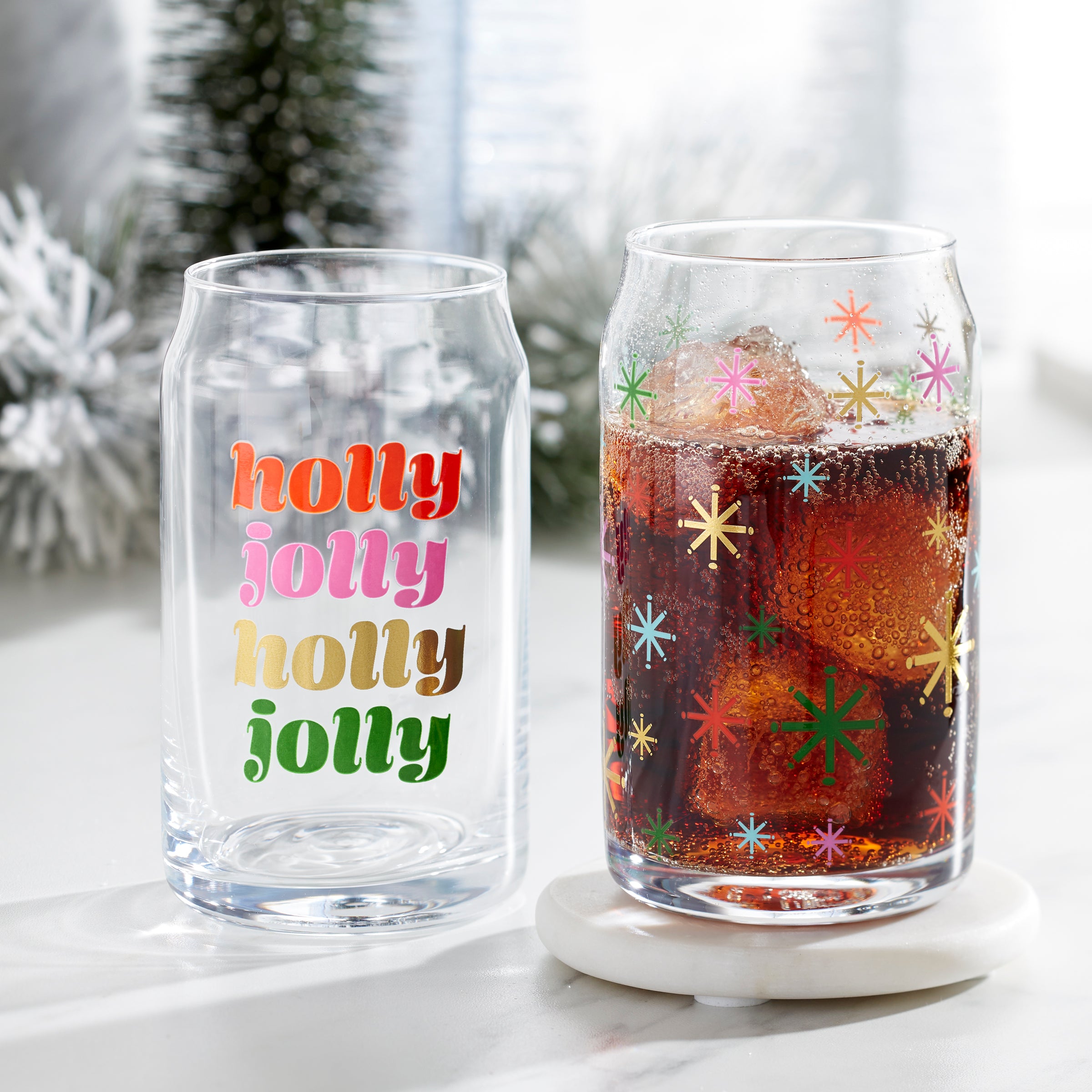 Holly Jolly Can Cooler Glasses. Set of 2 - Image 2