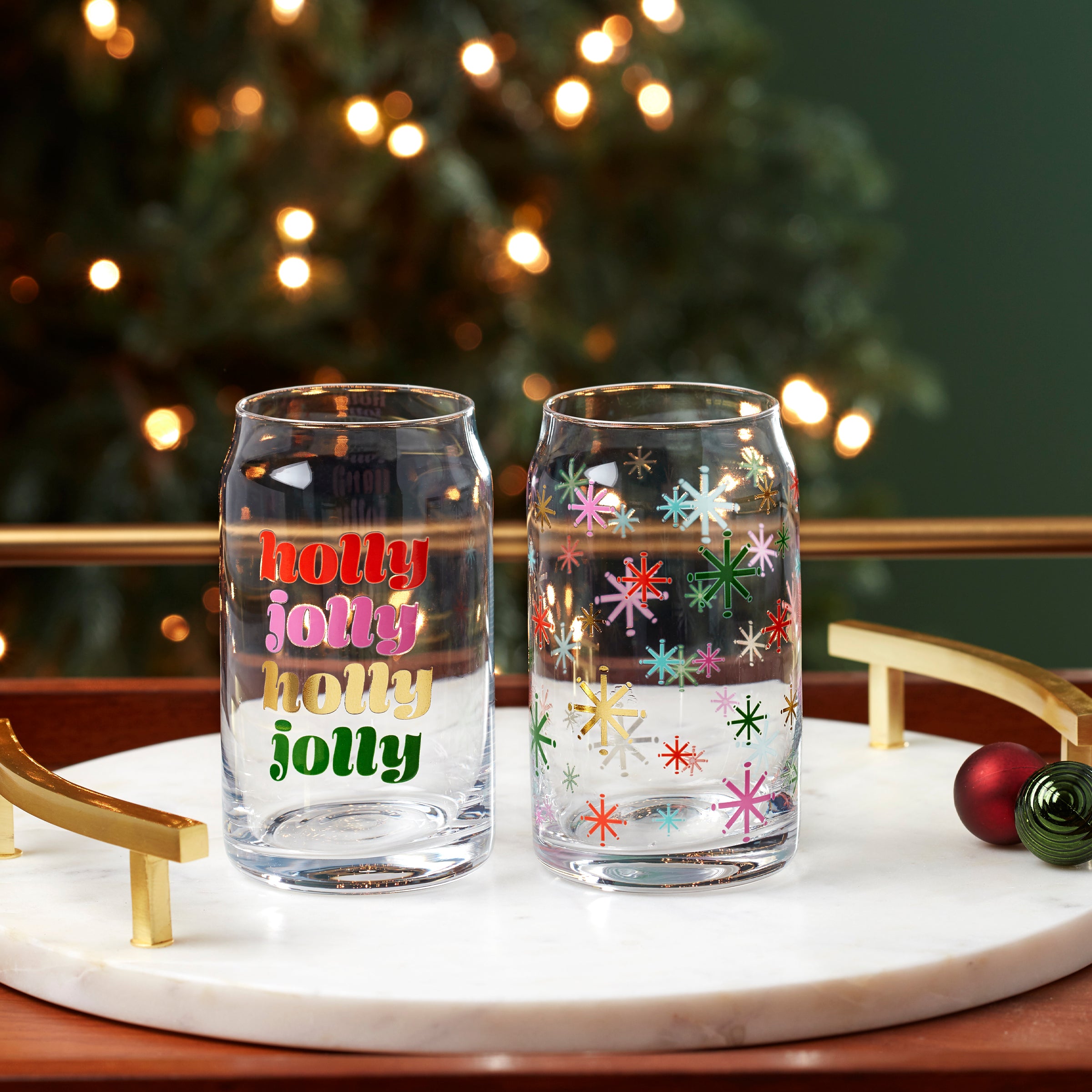 Holly Jolly Can Cooler Glasses. Set of 2 - Image 3