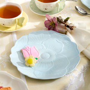 Alternative view of Butterfly Meadow Floral Blue Accent Plates. Set of 4